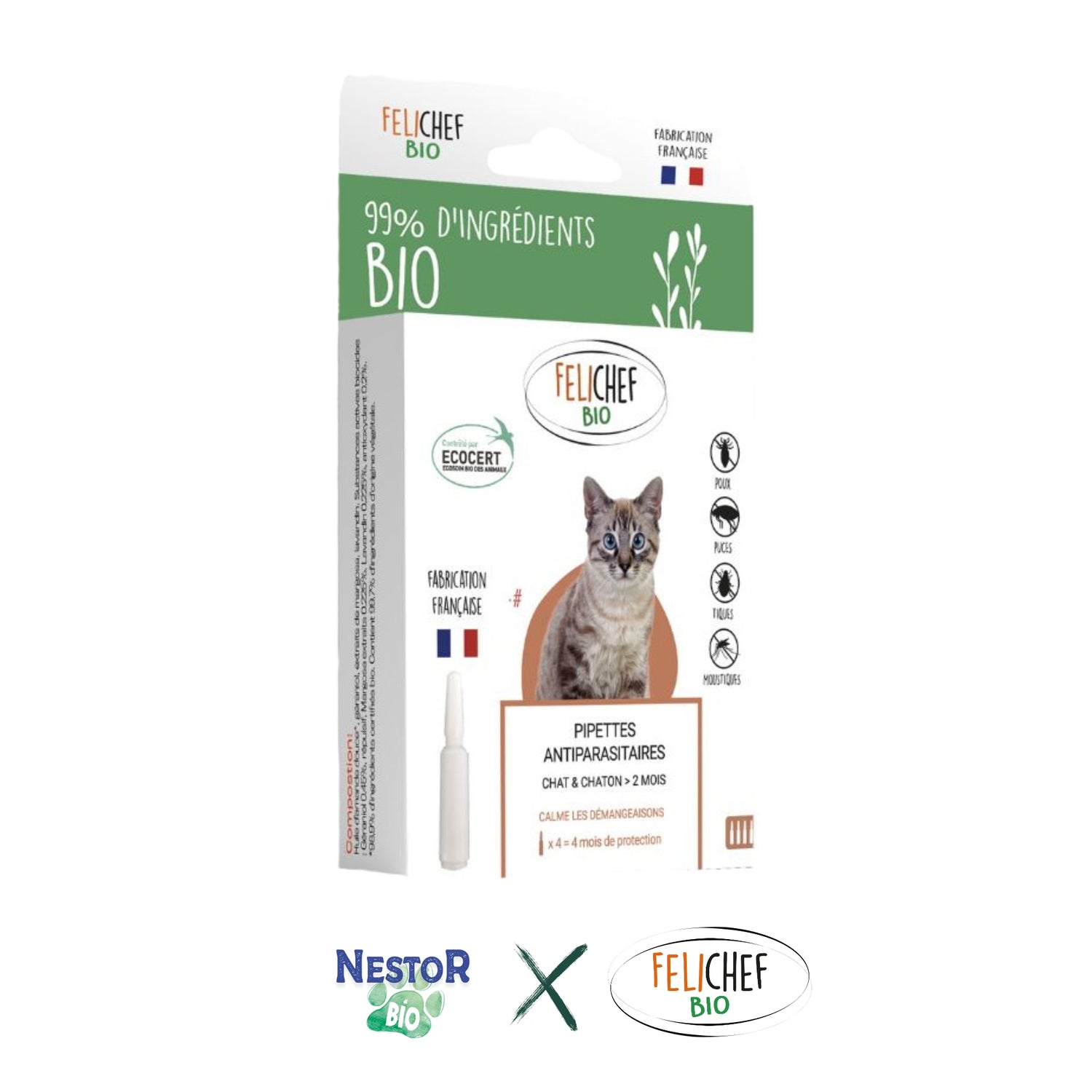 Pipettes Antiparasitaires Bio Chaton et Chat Adulte